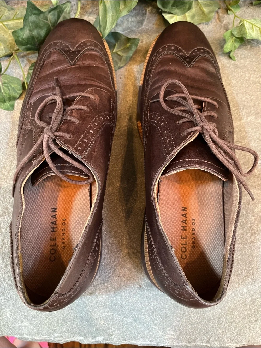 Cole Haan Grand OS Men's Brown Leather Wingtip Oxfords Brogues C21824 Size 10M